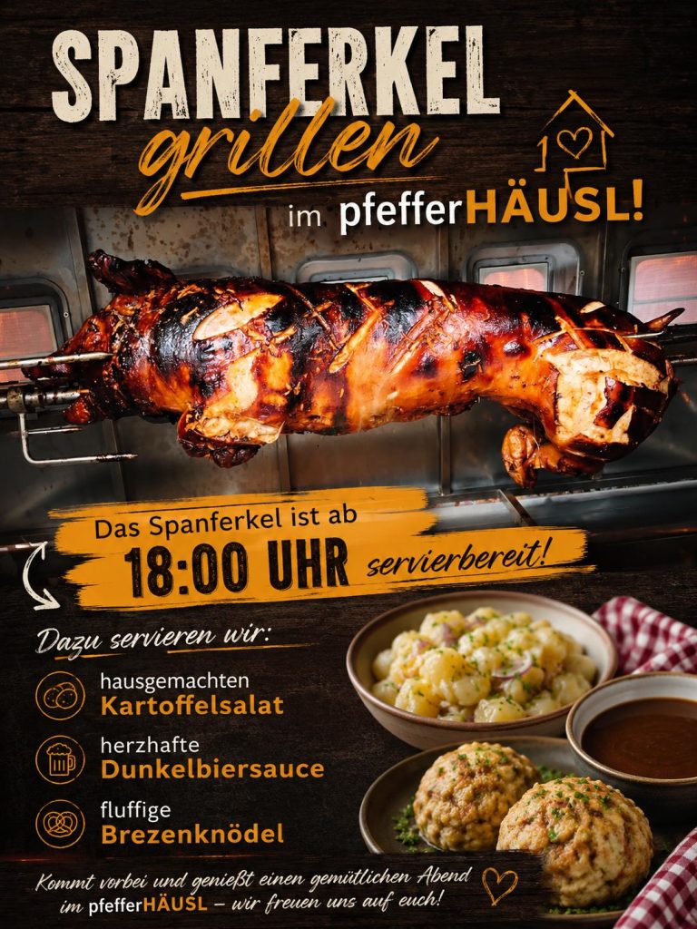Freitags grillen wir immer unser Spanferkel